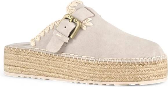 MOU Instappers Dames Jute Clog Plain Sue Suède Beige