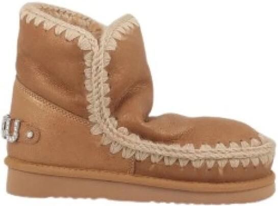 MOU Enkellaarsjes Dames Pantoffels Damesschoenen Suède Eskimo18 glit log Zand - Foto 17