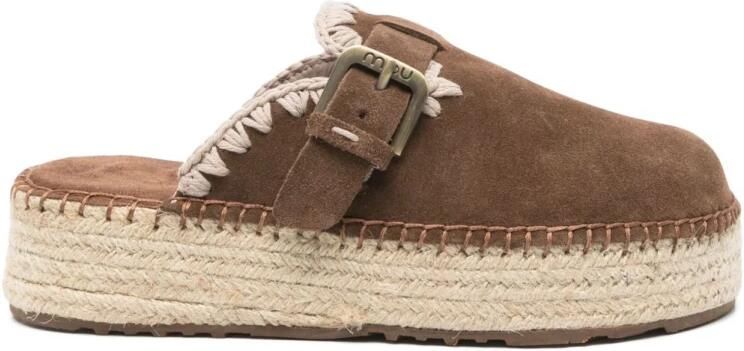 MOU Instappers Dames Jute Clog Plain Sue Suède Bruin