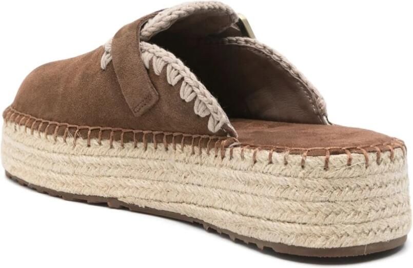 MOU Instappers Dames Jute Clog Plain Sue Suède Bruin - Foto 3