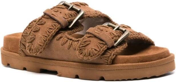 MOU Slippers Dames Low Bio Sandal 2buckles Monoch Maat: 39 Materiaal: Suède Kleur: Cognac - Foto 3
