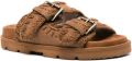 MOU Slippers Dames Low Bio Sandal 2buckles Monoch Suède Cognac - Bruin