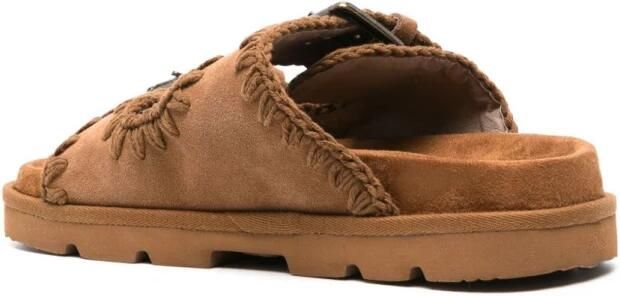 MOU Slippers Dames Low Bio Sandal 2buckles Monoch Suède Cognac - Foto 5