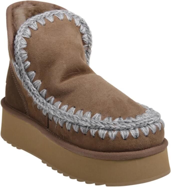 MOU Vachtlaarzen Dames Mini Eskimo Platform Boot Maat: 40 Materiaal: Suède Kleur: Cognac - Foto 3