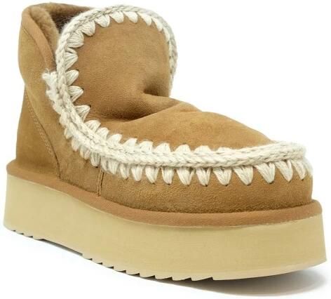 MOU Vachtlaarzen Dames Mini Eskimo Platform Boot Suède Cognac - Foto 14