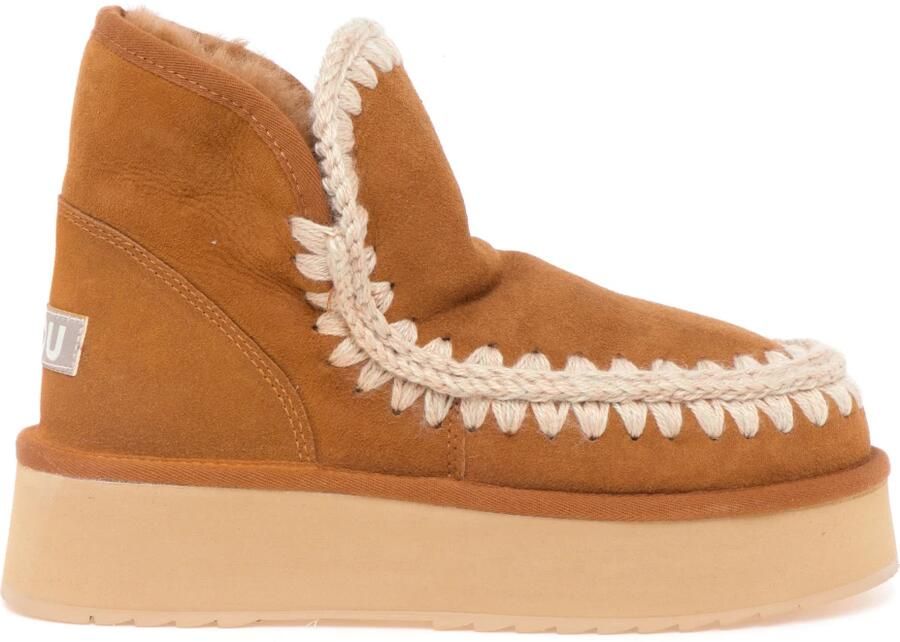 MOU Vachtlaarzen Dames Mini Eskimo Platform Boot Suède Cognac - Foto 10