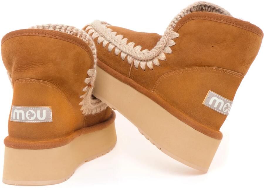 MOU Vachtlaarzen Dames Mini Eskimo Platform Boot Suède Cognac - Foto 9