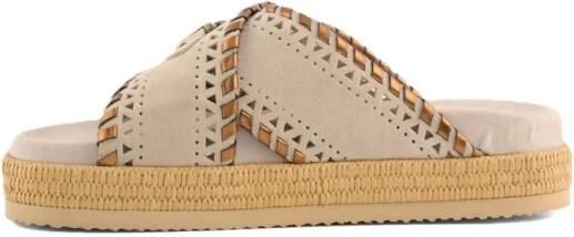 MOU Slippers Dames Criss-cross Sandal Suède Beige