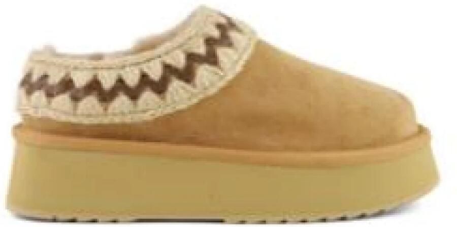 MOU Pantoffels Dames Platform Clog Suede Leather St Suède Beige - Foto 14