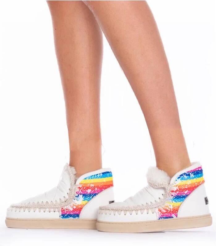 Mou Regenboog Witte Leren Sneakers