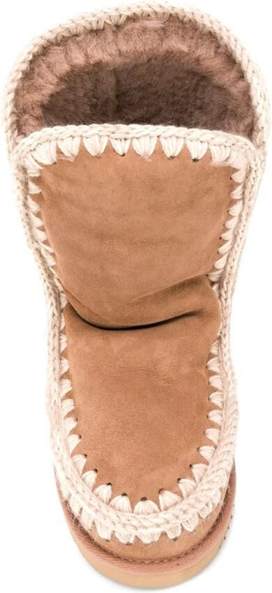 Mou Beige Gehaakte Laarzen met Stoffen Logo Beige Dames - Foto 3