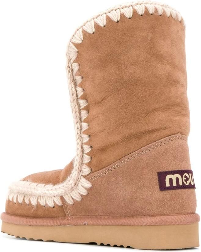 Mou Beige Gehaakte Laarzen met Stoffen Logo Beige Dames - Foto 2
