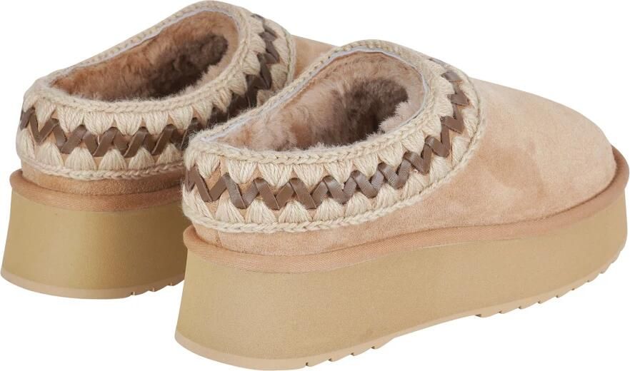 MOU Pantoffels Dames Platform Clog Suede Leather St Suède Beige - Foto 12