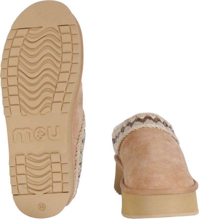 MOU Pantoffels Dames Platform Clog Suede Leather St Suède Beige - Foto 7