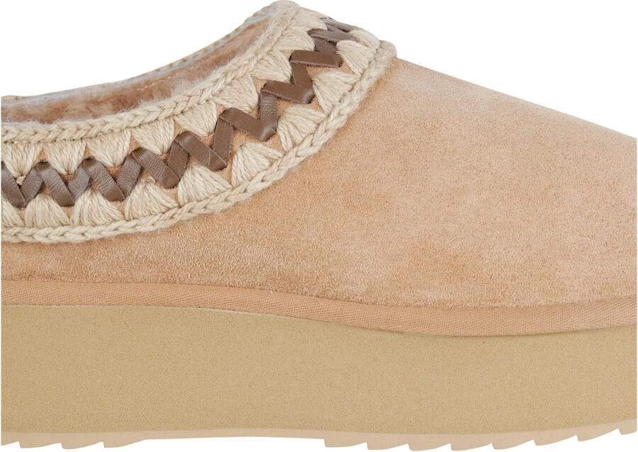 MOU Pantoffels Dames Platform Clog Suede Leather St Suède Beige - Foto 8