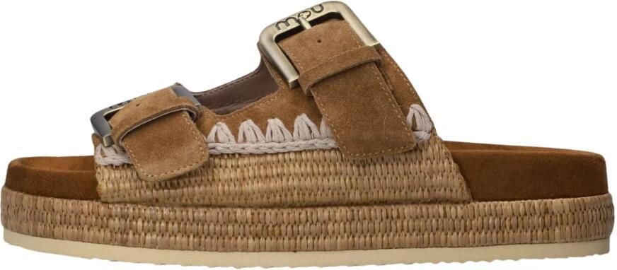 MOU Bruine Slippers Two Buckle Sandal Raffia Wrapping - Foto 6