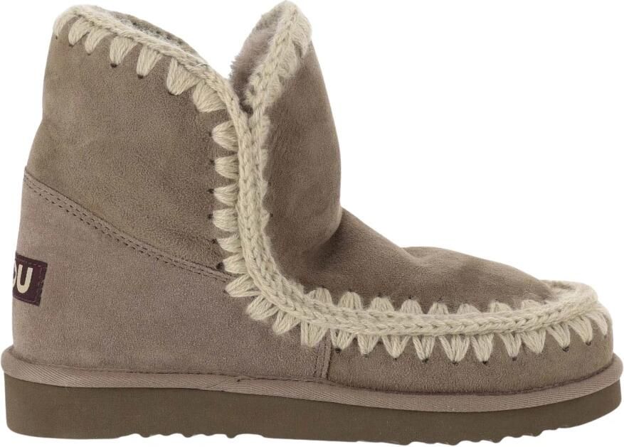 Mou Grijze Gehaakte Trimlaarzen met Faux-Fur Voering Gray Dames