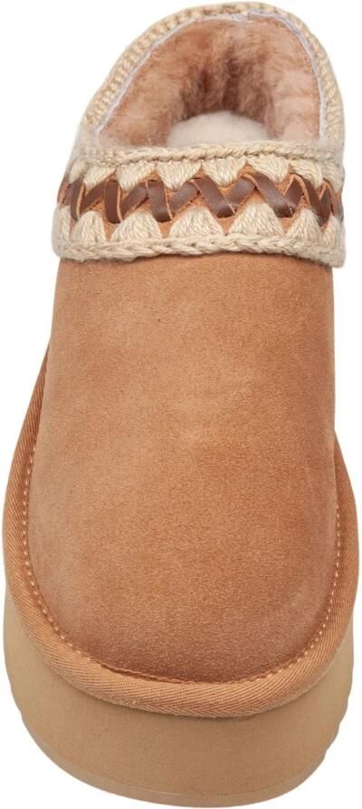MOU Pantoffels Dames Platform Clog Suede Leather St Suède Beige - Foto 16