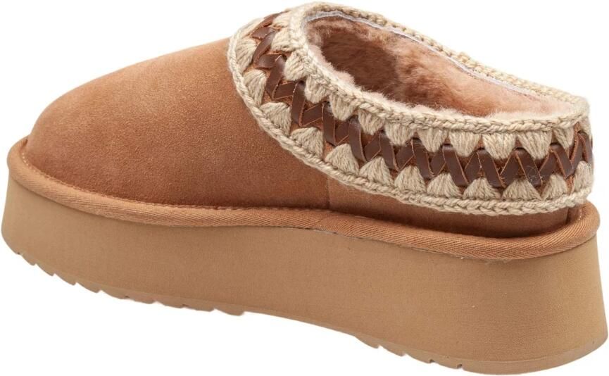 MOU Pantoffels Dames Platform Clog Suede Leather St Suède Beige - Foto 11