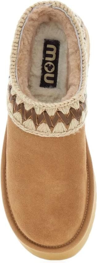 MOU Pantoffels Dames Platform Clog Suede Leather St Suède Beige - Foto 17