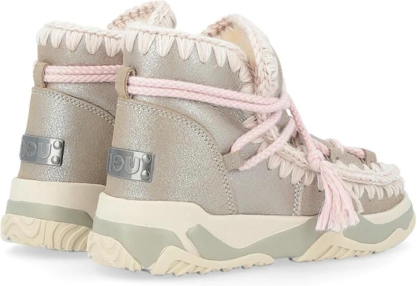 Mou Trainer veter leren enkellaarzen steen metallic
