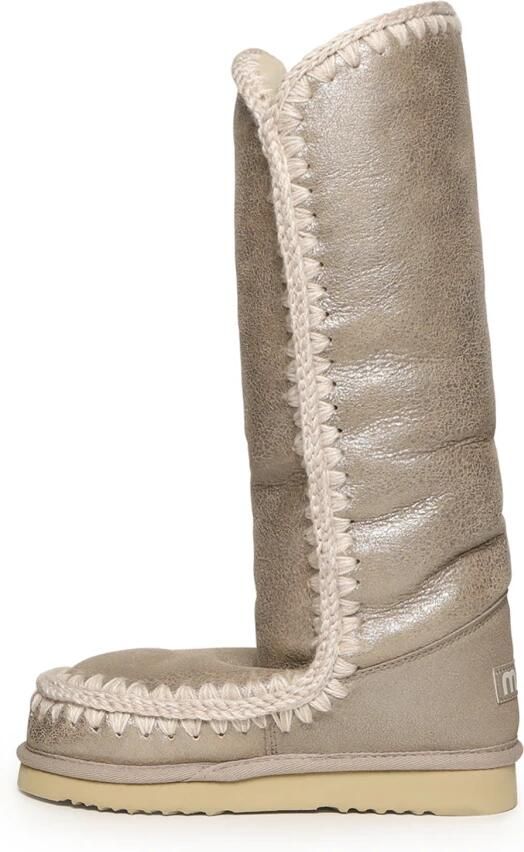 Mou Beige Gehaakte Schapenvachtlaarzen Beige Dames - Foto 3