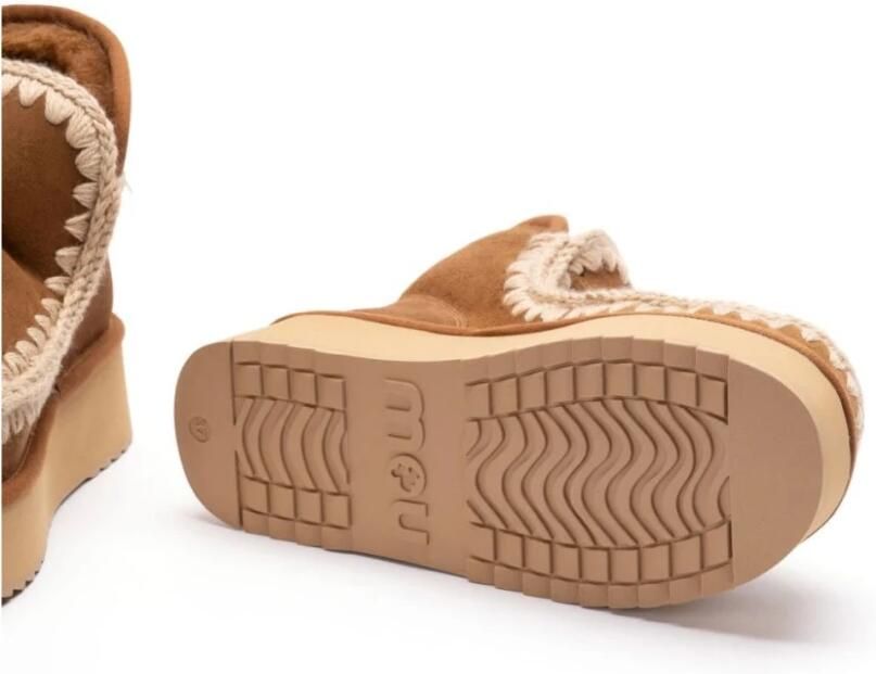 MOU Vachtlaarzen Dames Mini Eskimo Platform Boot Suède Cognac - Foto 11