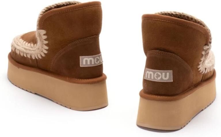 MOU Vachtlaarzen Dames Mini Eskimo Platform Boot Suède Cognac - Foto 13