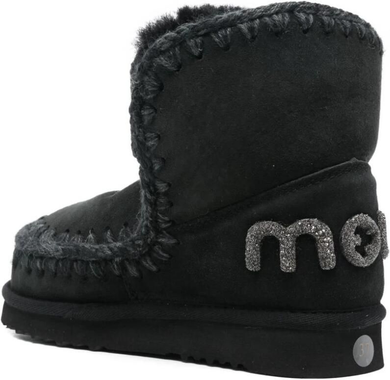 MOU Vachtlaarzen Dames Eskimo 18 Glitter Logo Maat: 39 Materiaal: Suède Kleur: Zwart - Foto 5