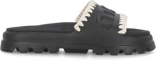 Mou Zwarte Sandalen met Voorlogo Stiksels - Foto 2