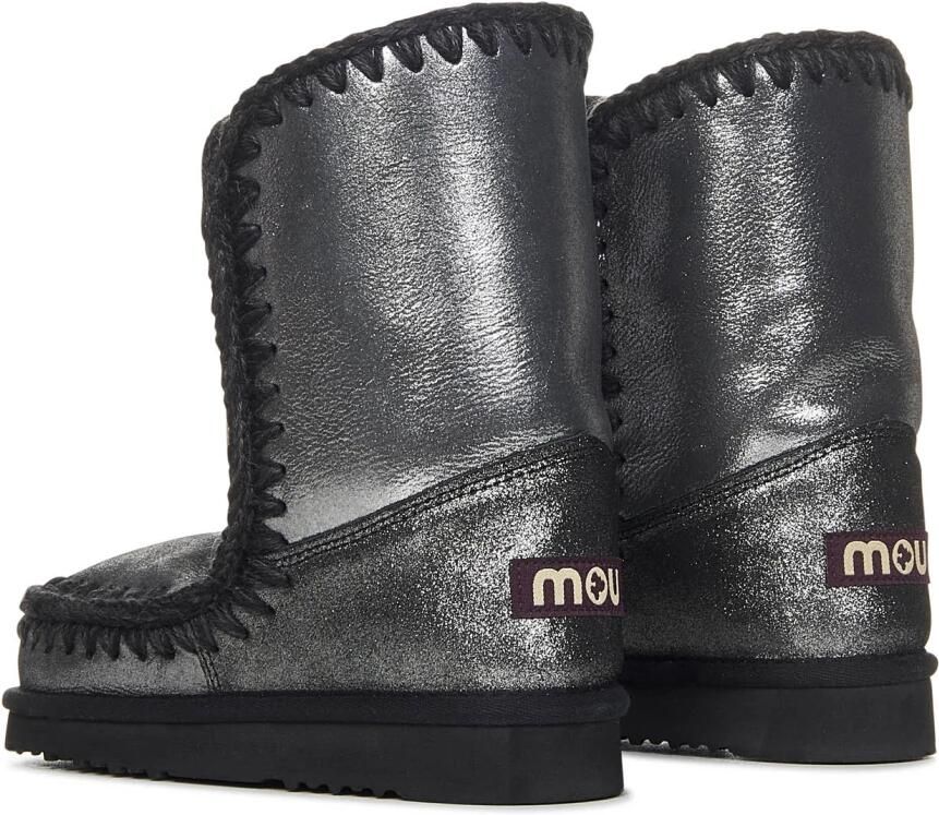 Mou Boots Black Microglitter Double-Face Sheepskin Ankle Boo in zwart