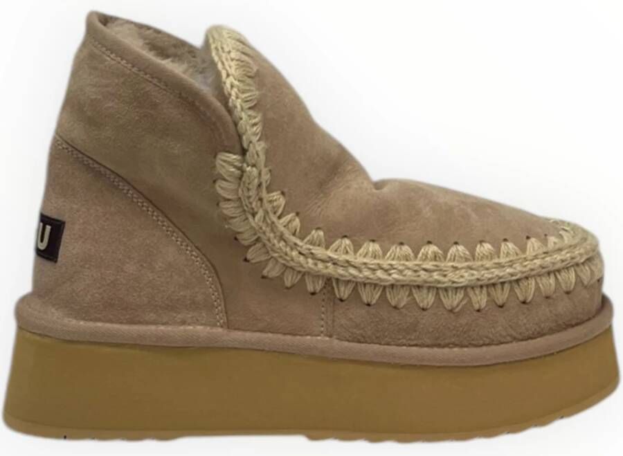 MOU Vachtlaarzen Dames Mini Eskimo Platform Boot Maat: 39 Materiaal: Suède Kleur: Beige - Foto 3