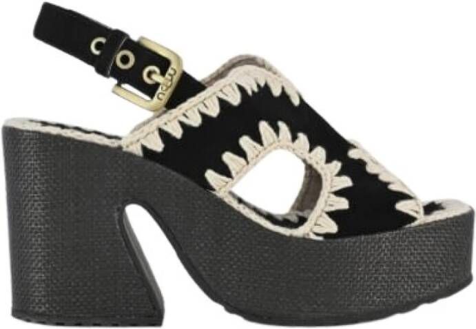 Mou Raffia Platform Back Strap Sandalen