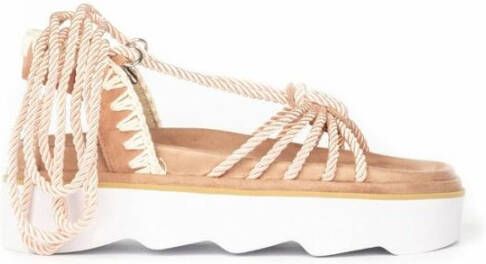 Mou Rope Lace Up Platform Sandaal Beige Dames