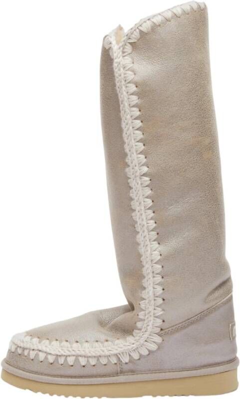 Mou Beige Gehaakte Schapenvachtlaarzen Beige Dames - Foto 4