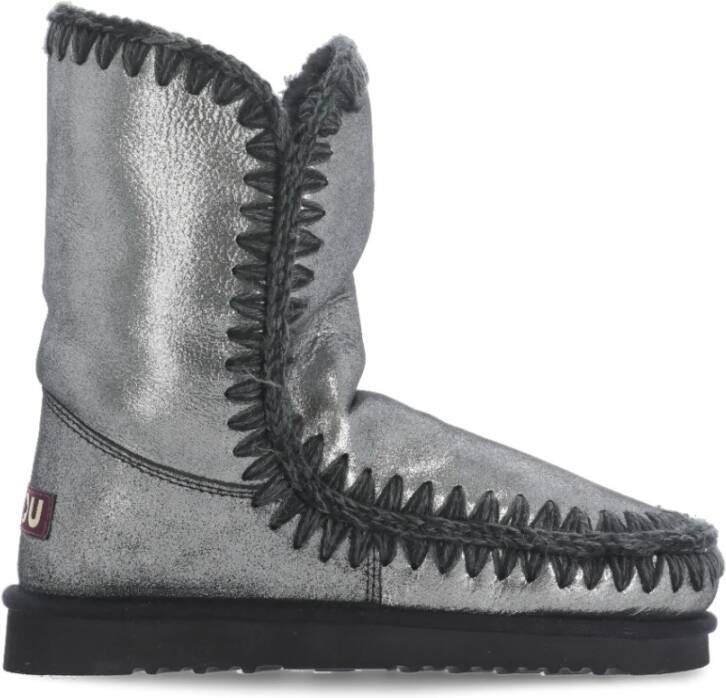 Mou Boots Black Microglitter Double-Face Sheepskin Ankle Boo in zwart