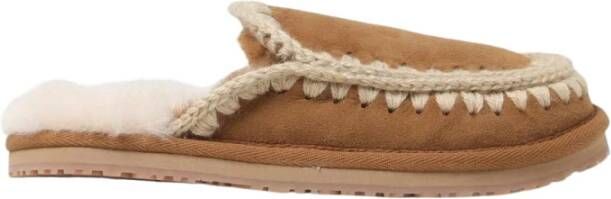 Mou Shearling Muile Slippers met Gehaakt Detail