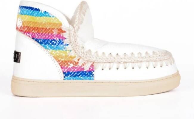 Mou Regenboog Witte Leren Sneakers
