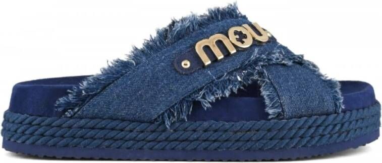 Mou Denim sandaal met kruissteek Blue Dames