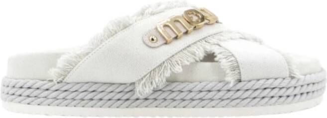 MOU Sandalen van suède met kriskraspatroon van gerecycled canvas gebroken - Foto 2