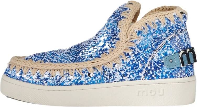 Mou Zomer Eskimo Bedrukte Paillet Sneaker Blue Dames