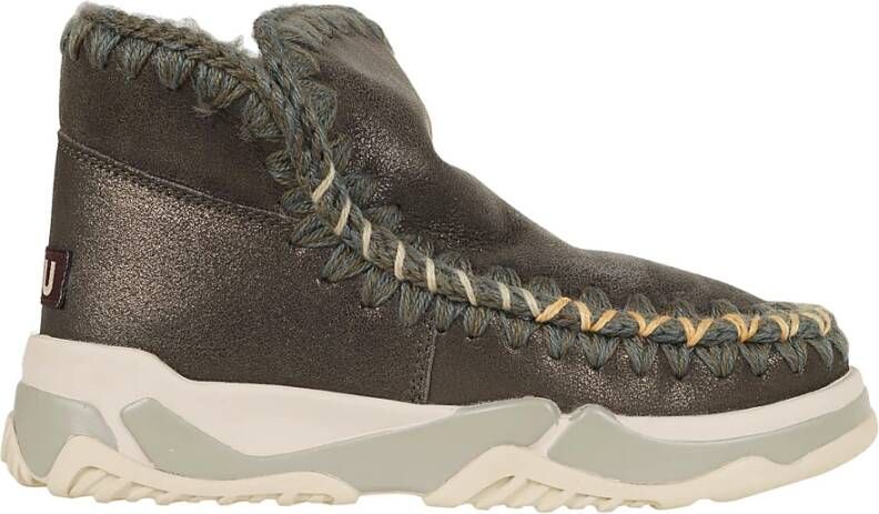 Mou Stijlvolle Eskimo Trainer Overstitching Schoenen Green Dames