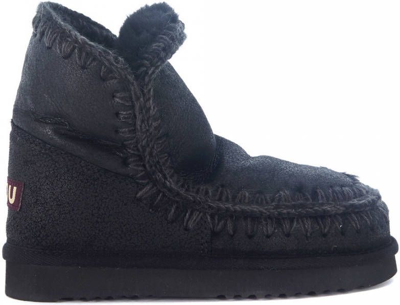 MOU Enkellaarsjes Dames Pantoffels Damesschoenen Suède Eskimo18 Zwart - Foto 5