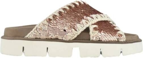 Mou Teenslippers Sliders Beige Dames