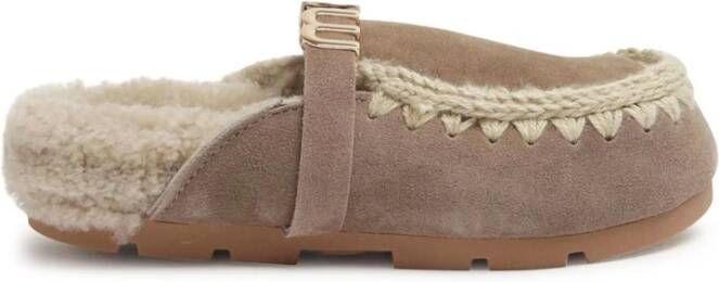 Mou Winter Beige Sandalen Olifant Grijs Suède