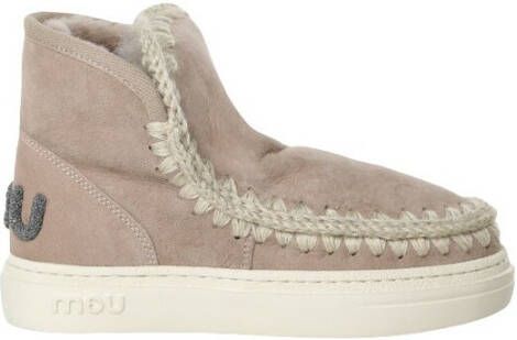 MOU Vachtlaarzen Dames Eskimo Sneaker Bold Glitter Logo Maat: 35 Materiaal: Suède Kleur: Beige - Foto 6