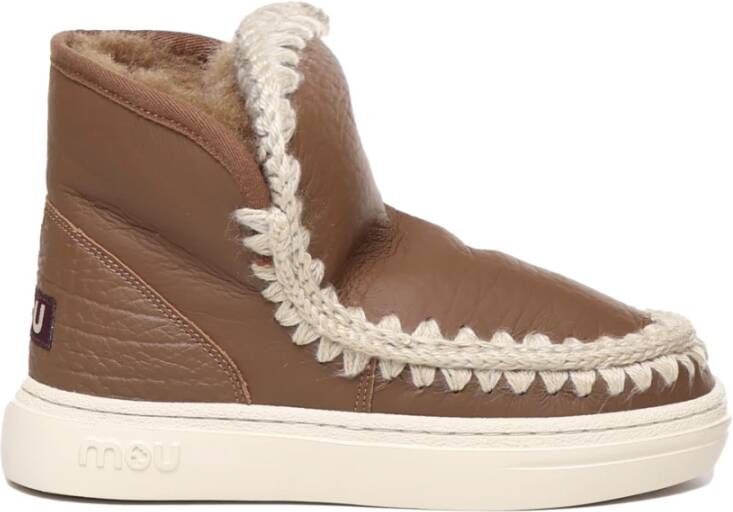 Mou Eskimo Sneaker Bold Haakdetails Dubbelzijdig Schapenvacht Brown Dames