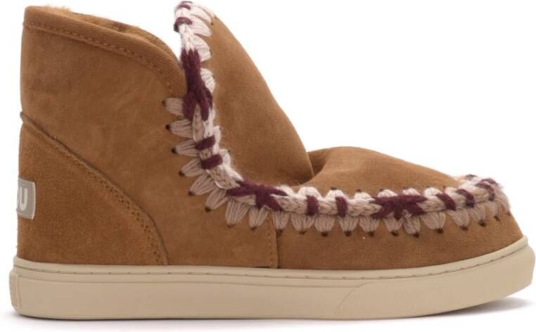 Mou Eskimo Sneaker van Suède met Schapenvacht Binnenkant Bruin Dames