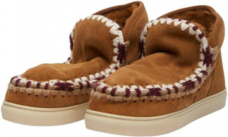 Mou Eskimo Sneaker van Suède met Schapenvacht Binnenkant Bruin Dames