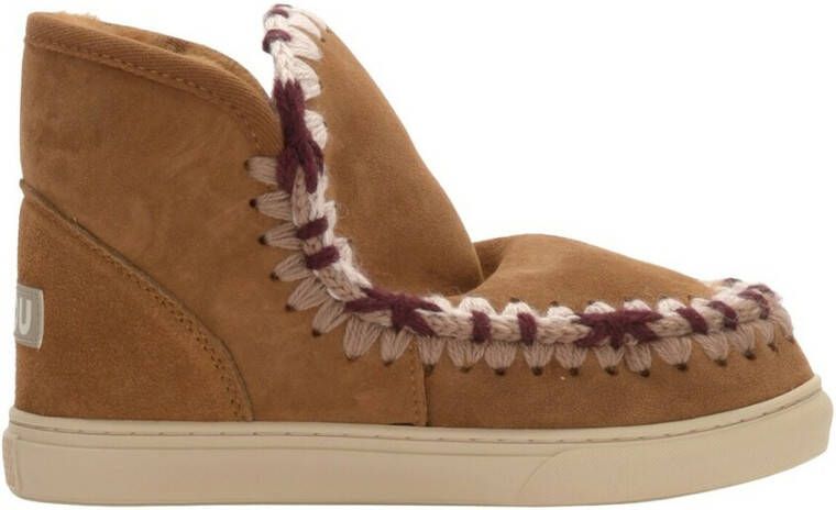 Mou Eskimo Sneaker van Suède met Schapenvacht Binnenkant Bruin Dames